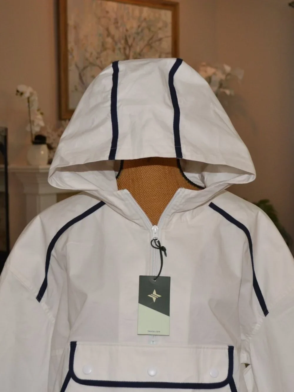 Tuckernuck Tnuck Sport White Navy Water Repellant Nantucket Anorak Jacket, XL - Picture 4 of 13